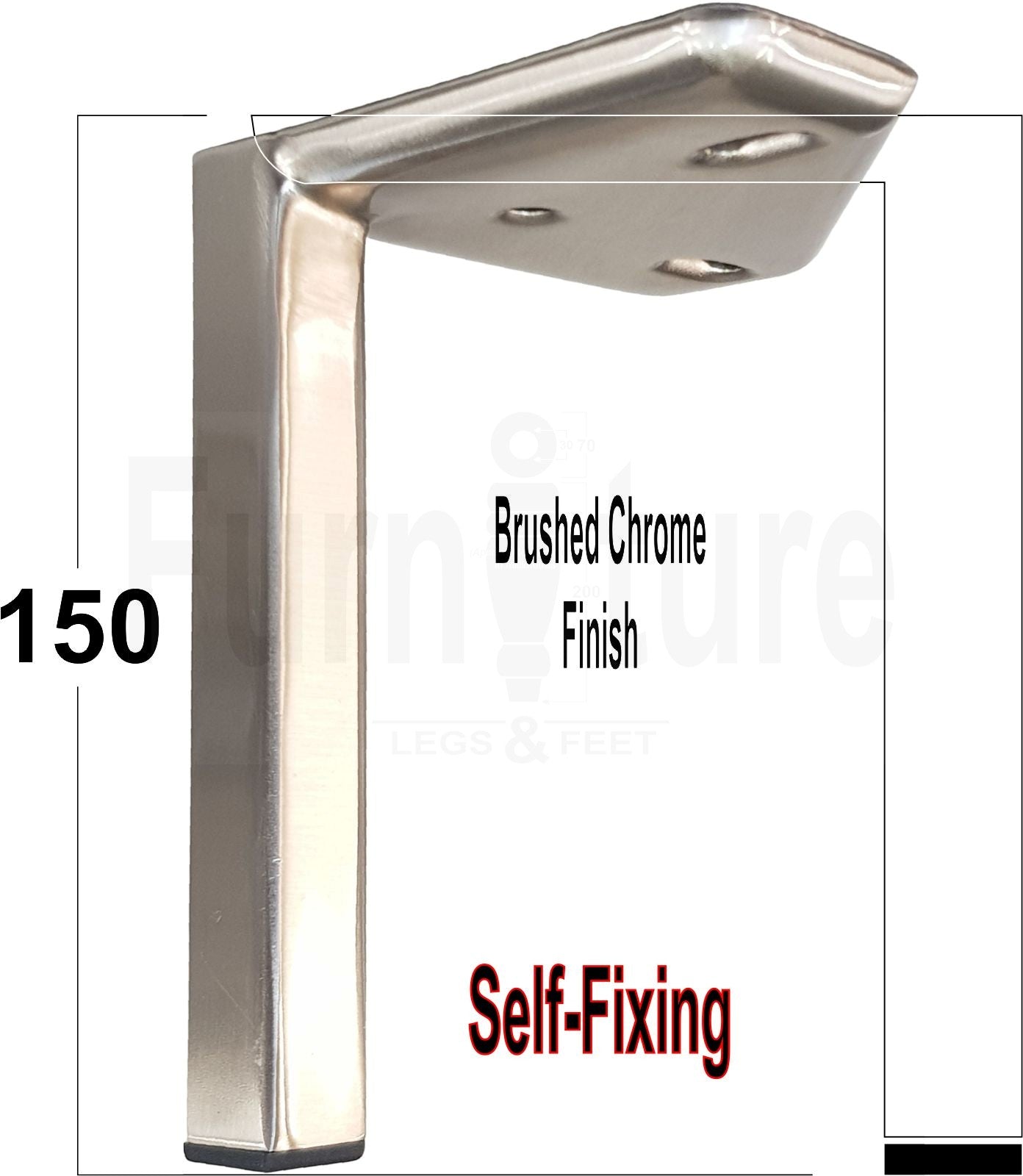 4x Metal Furniture Settee Legs Cabinet Sofa Feet 150mm High Chair Beds Brushed Chrome
