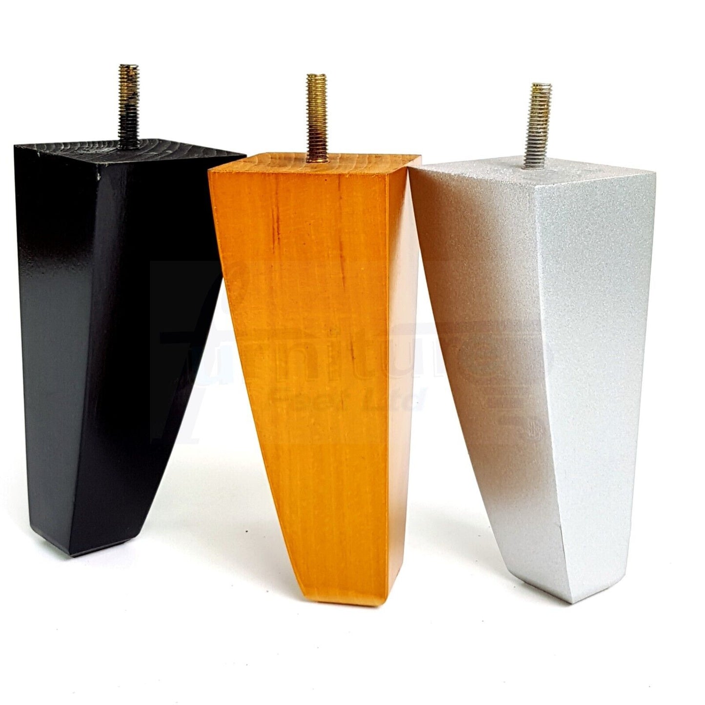 4x Tapered Square Furniture Legs Sofa Feet M8 for Chairs, Settees 150mm High