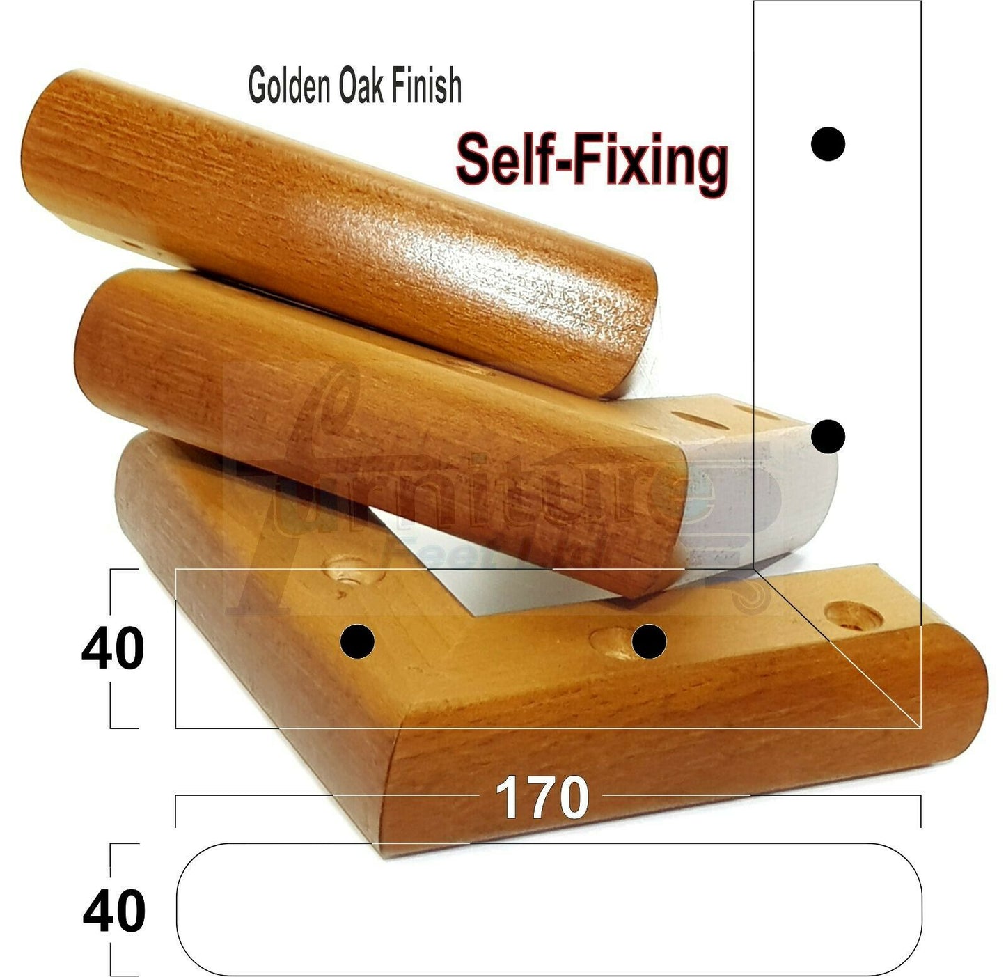 Set Of 4 Wooden Corner Furniture Feet 40mm High Replacement Sofa Chair Legs