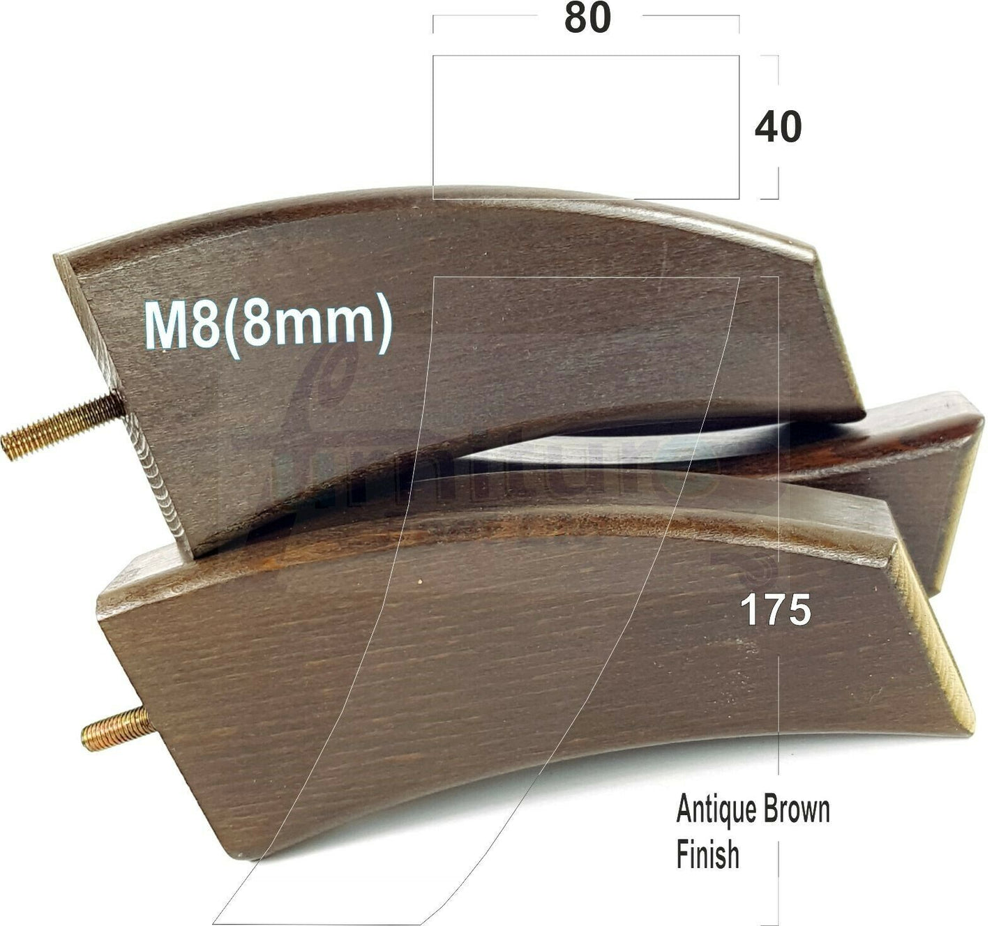SET OF 4 WOODEN FURNITURE FEET 175mm HIGH REPLACEMENT SOFA LEGS 8mm Thread