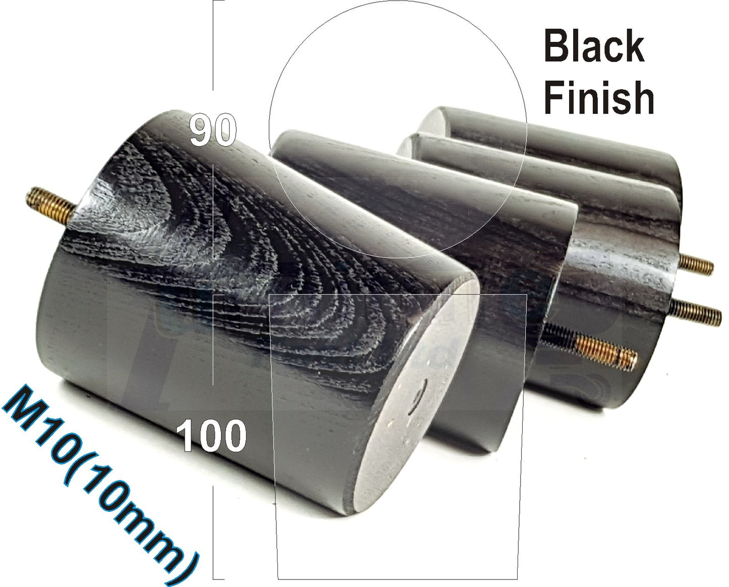 4x Turned Wood Furniture Legs Chair Sofa Bed M10 Replacement Settee Feet 100mm