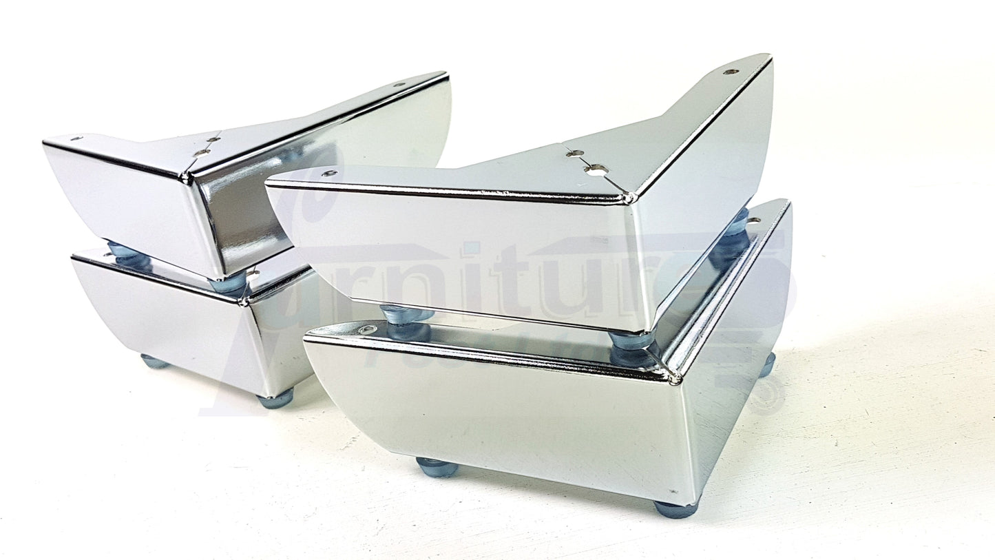 4x FURNITURE FEET METAL CHROME FURNITURE LEGS SOFAS CHAIRS STOOLS 50mm HIGH TSP2109 PreDrilled