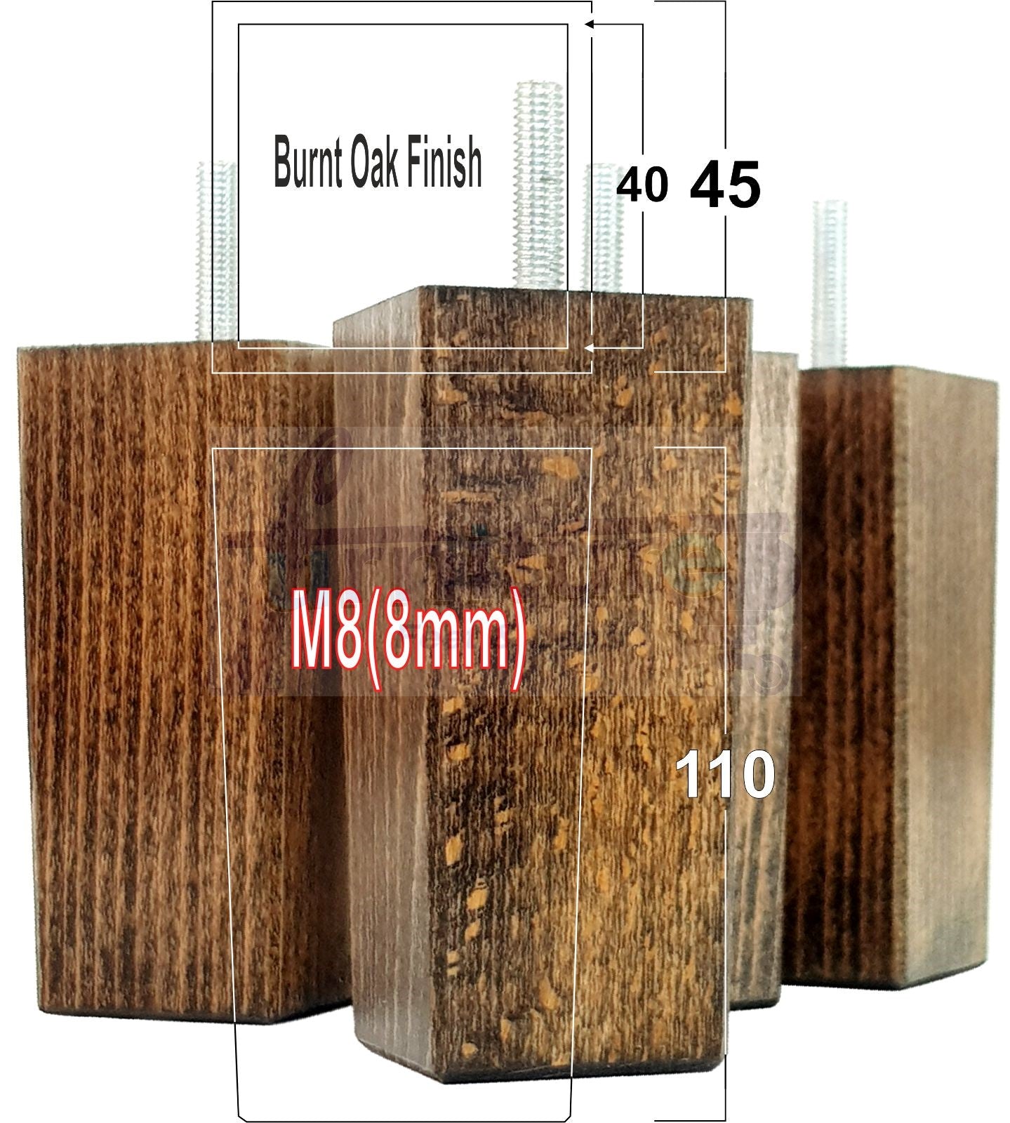 4 Wood Furniture Feet Replacement Legs 110mm High Chairs Stools Sofa Bed Settee & Cabinets M8