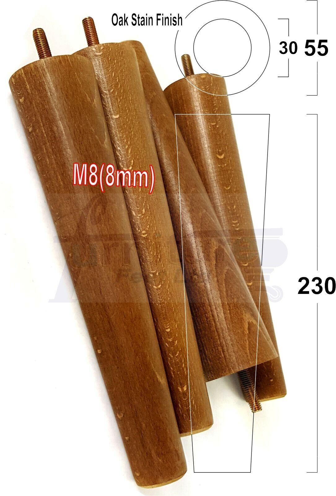 4 Solid Retro Wood Replacement Furniture Chair Legs M8 Settee Sofa Feet 230mm High