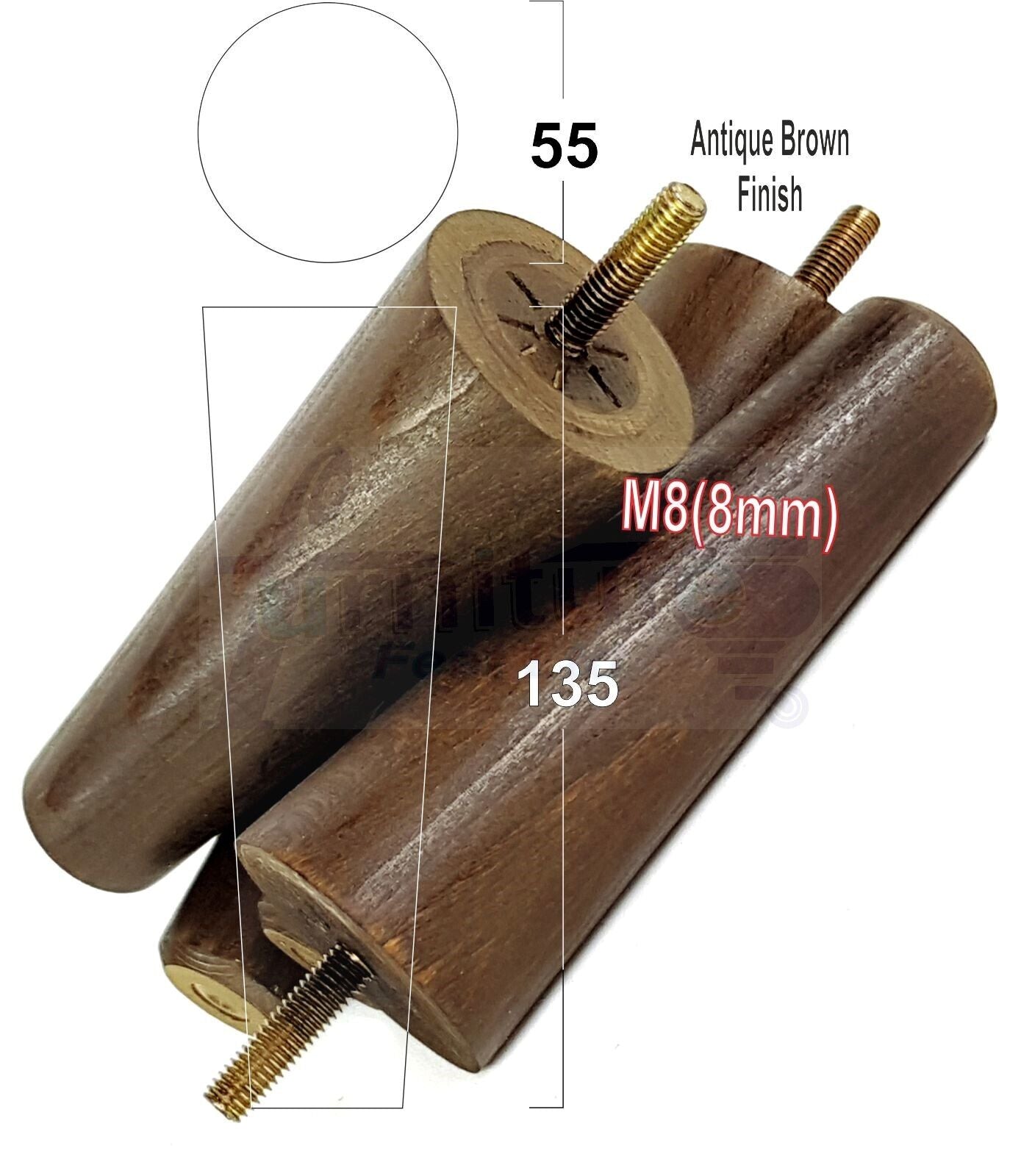4 Solid Wood Replacement Furniture Chair Legs M8 Settee Sofa Feet 135mm High