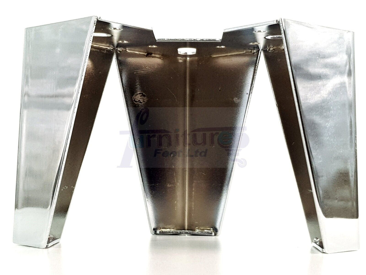 4 Silver Chrome Metal Furniture Legs 125mm High Replacement Feet