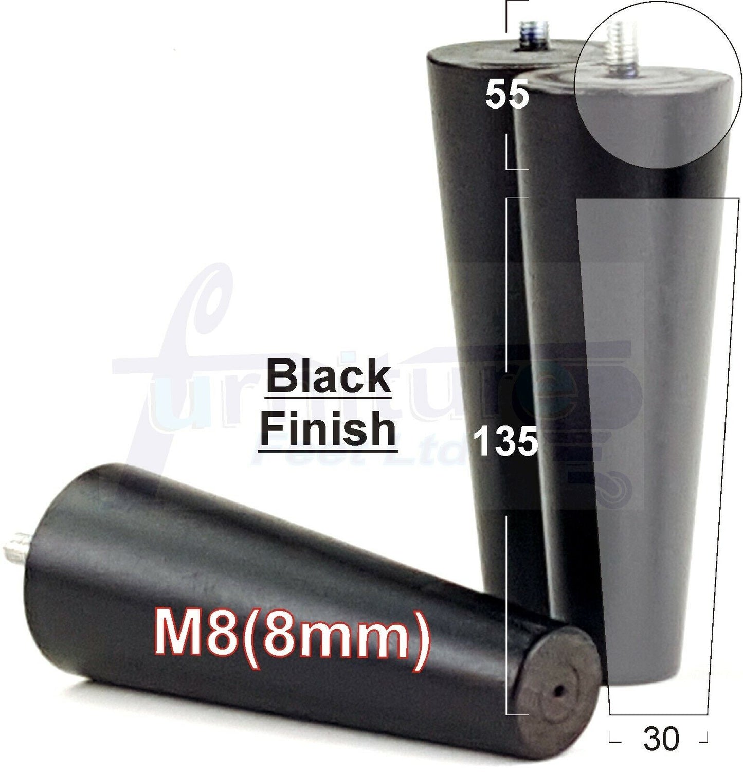 4 Solid Wood Replacement Furniture Chair Legs M8 Settee Sofa Feet 135mm High