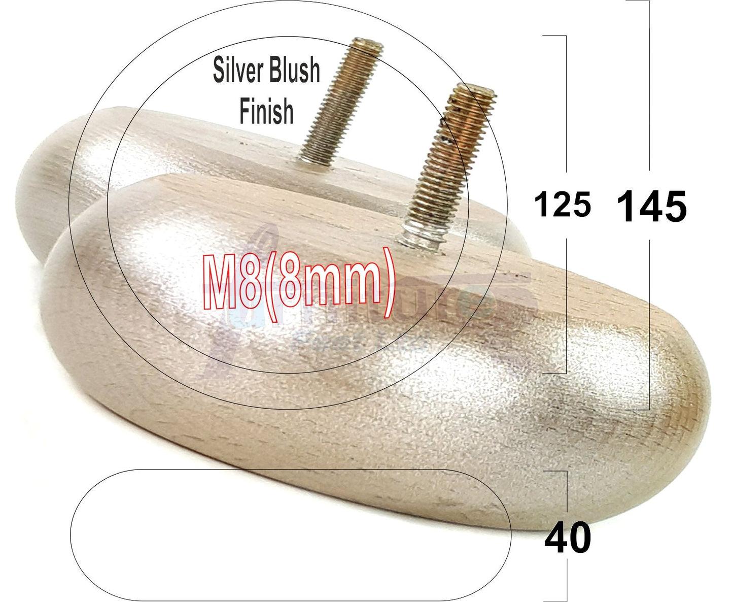 Set Of 4 Turned Wood Furniture Legs Chair Sofa Bed Replacement Bun Feet 40mm High