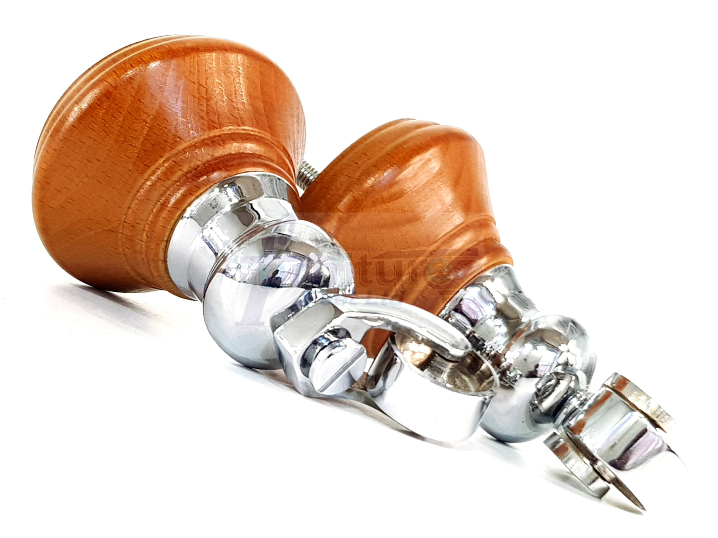 4x Golden Oak Wooden Furniture Sofa Legs M8 With Castors Replacement Chair Settee Feet 115mm - 125mm High