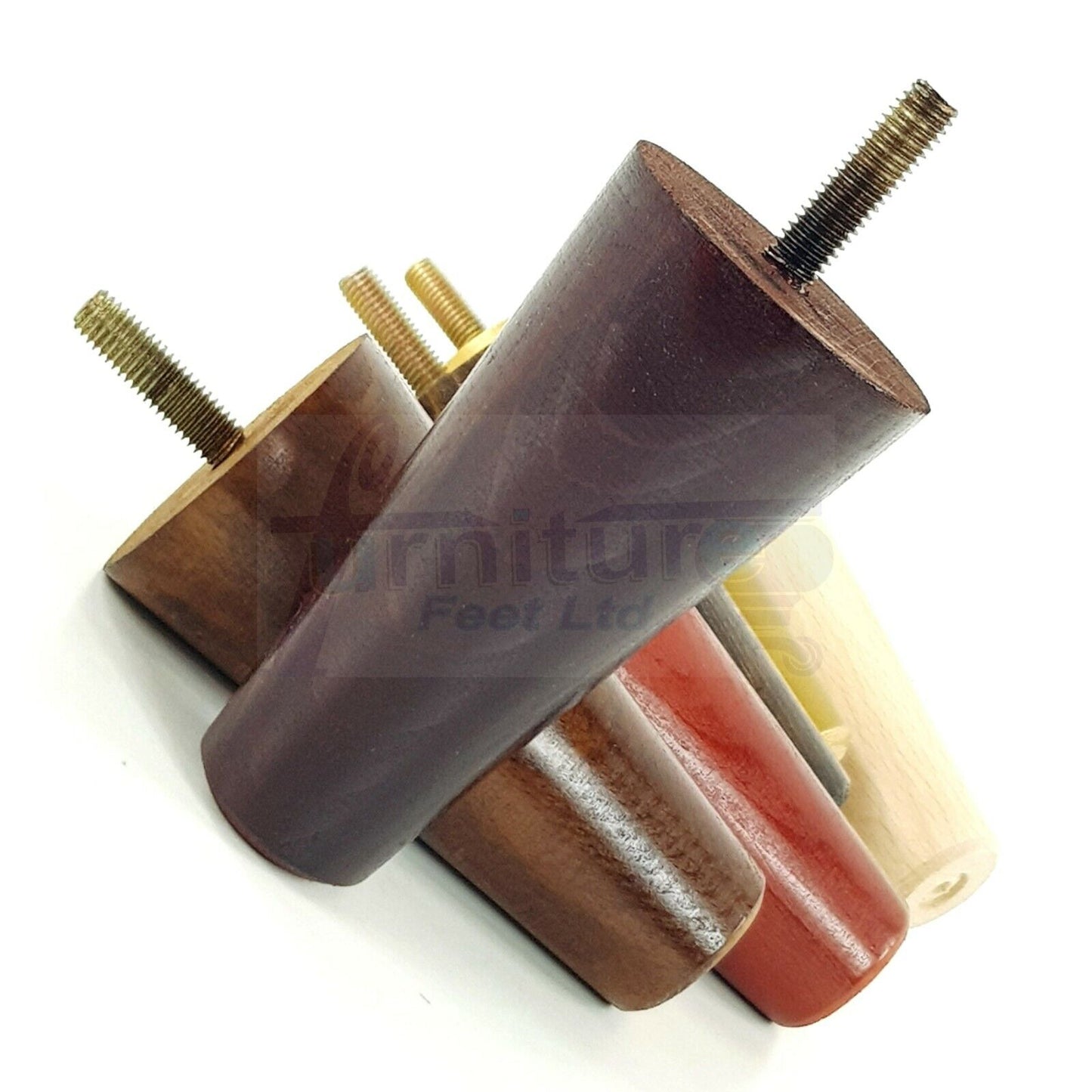 4 Turned Wood Replacement Furniture Chair Legs M8 Settee Sofa Round Feet 100mm High