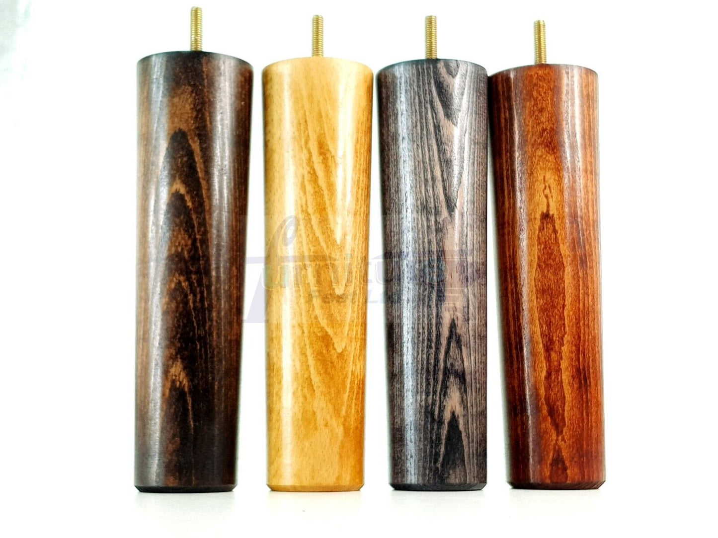 4 Solid Wood Turned Furniture Legs Replacement Bun Feet 230mm High Chairs Stools Sofa Bed Legs Settee & Cabinets M8 Multiple Colours