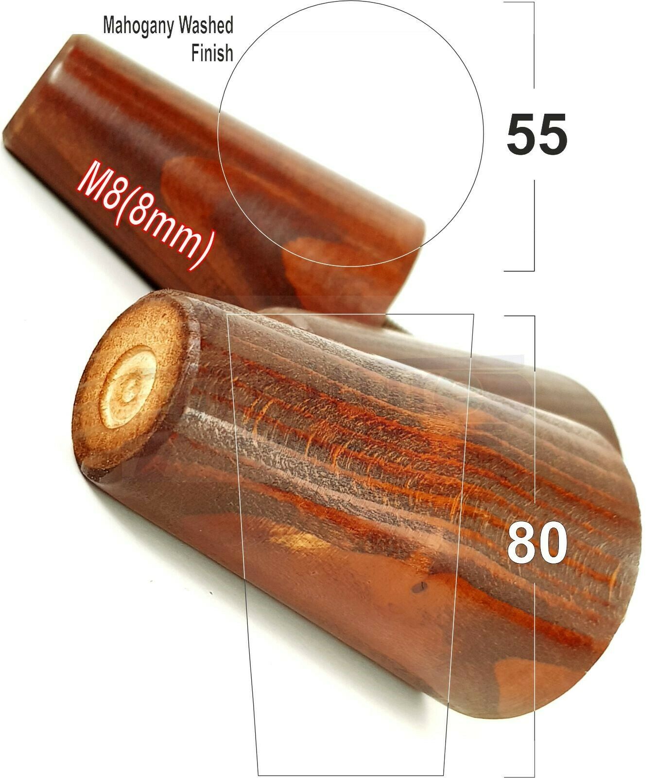 Turned Solid Wood Furniture Feet Round Replacement Mid Century Retro Legs 80mm High M8 Various Colours Set of 4 Sofa Chairs Stools Cabinets