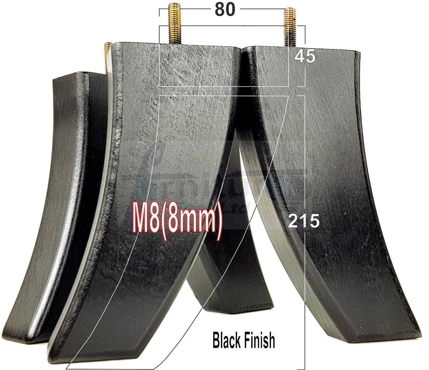 SET OF 4 WOODEN FURNITURE FEET 215mm HIGH REPLACEMENT SOFA LEGS 8mm Thread