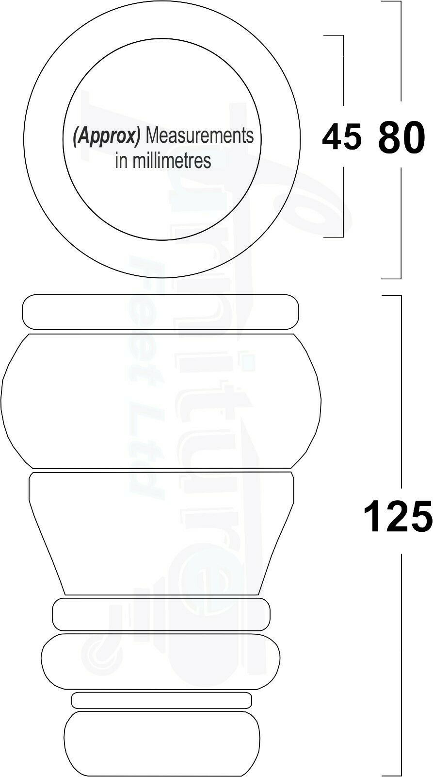 4 Turned Wood Furniture Chair Legs M8 Replacement Sofa Settee Feet 125mm High