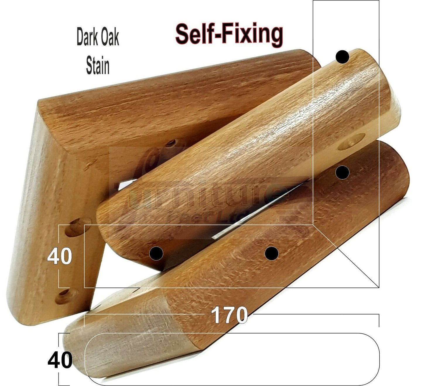 Set Of 4 Wooden Corner Furniture Feet 40mm High Replacement Sofa Chair Legs