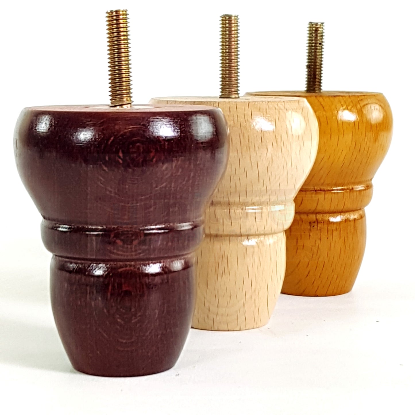 4x Turned Wood Repacement Furniture Legs M10 Thread Sofa Chair Settee Feet 82mm