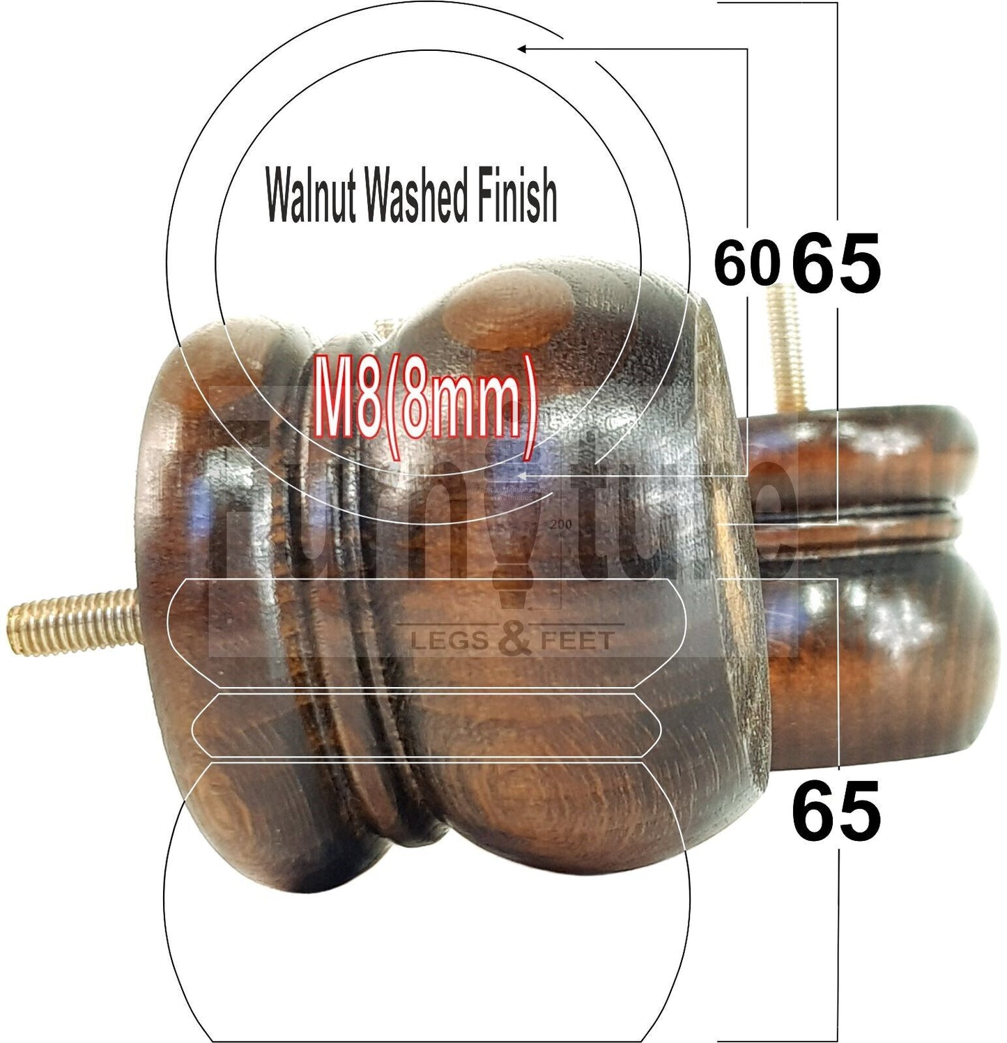4 Wood Bun Feet Replacement Turned Furniture Legs 60mm High Multiple Colours 2 Inches Tall Chairs Stools Sofa Beds Cabinets M8