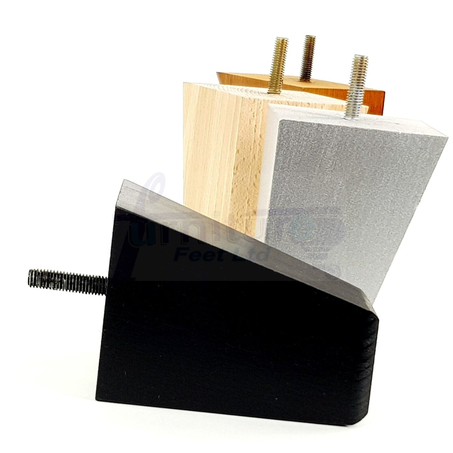 4x Angled Block Wood Sofa Legs 100mm High Replacement Furniture Feet Chairs Cabinets M8(8mm)