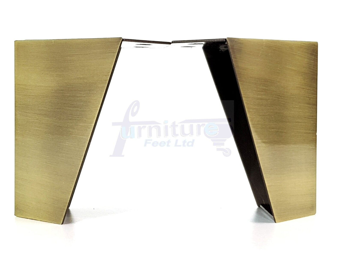 4x Metal Furniture Legs 95mm High Chair Feet Cabinets Brushed Brass (Self-Fix)