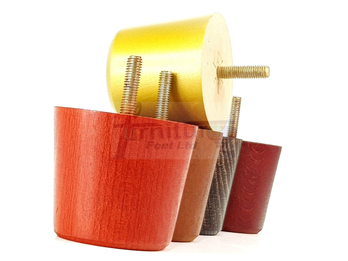 4 Replacement Bun Feet 60mm High Solid Wood Turned Furniture Legs M8 Multiple Colours Chairs Stools Sofa's Beds Settee & Cabinets 2.3 inches
