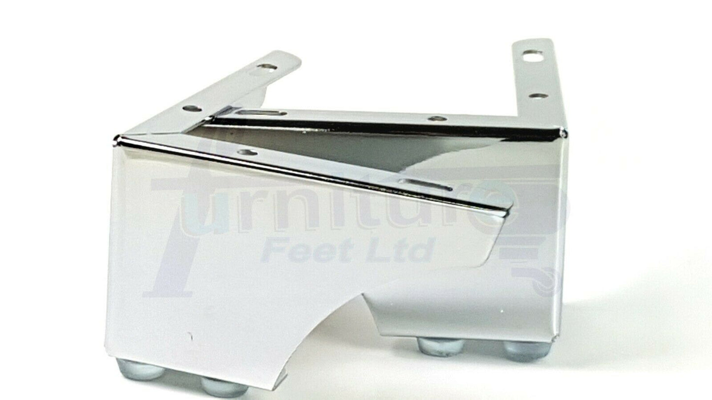 4 Metal Furniture Legs 70mm High Chrome Corner Feet Sofa Chair Beds Cabinets