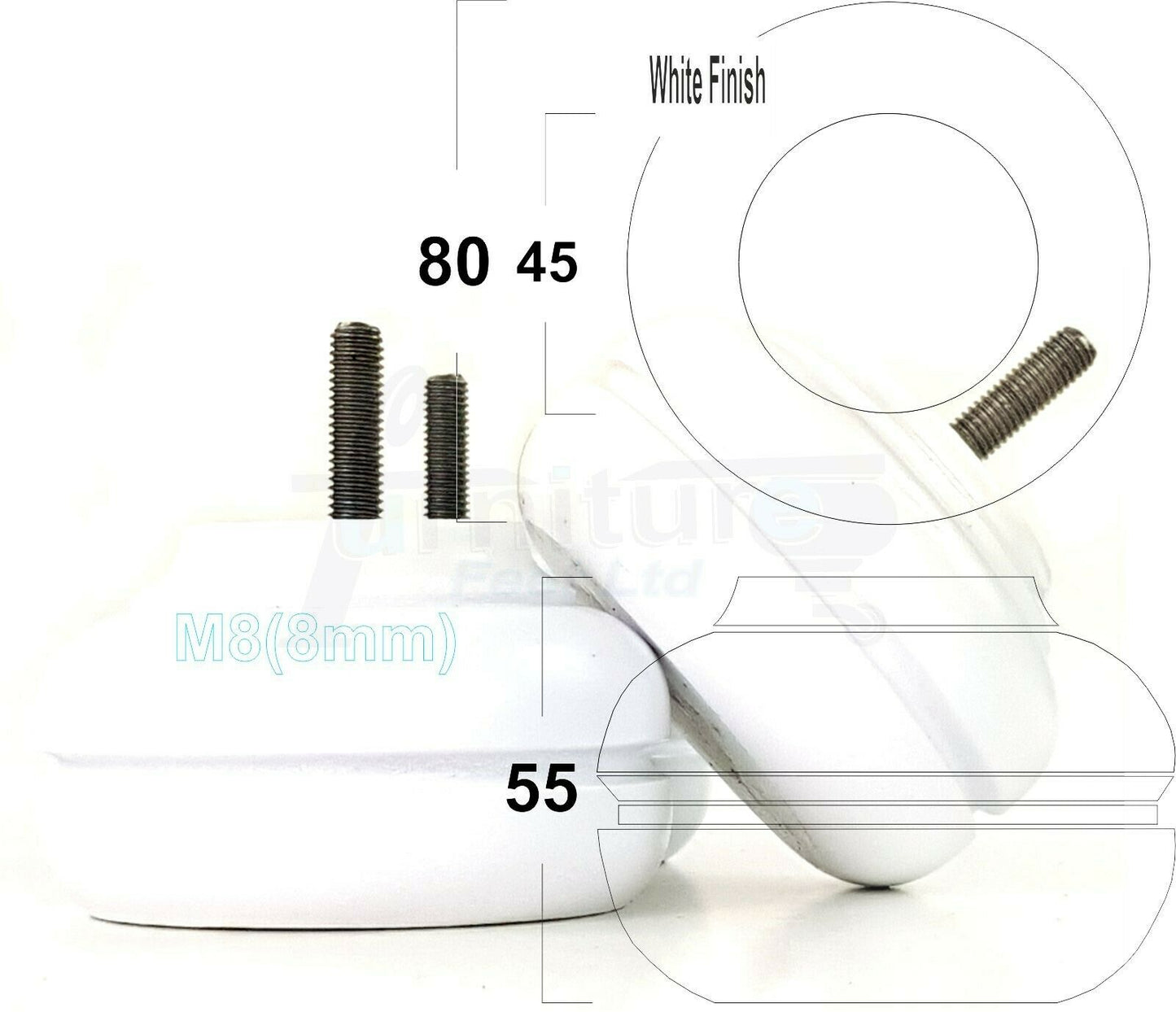 4 Wood Replacment Furniture Chair Legs M8 Sofa Settee Bed Stool Feet 55mm High
