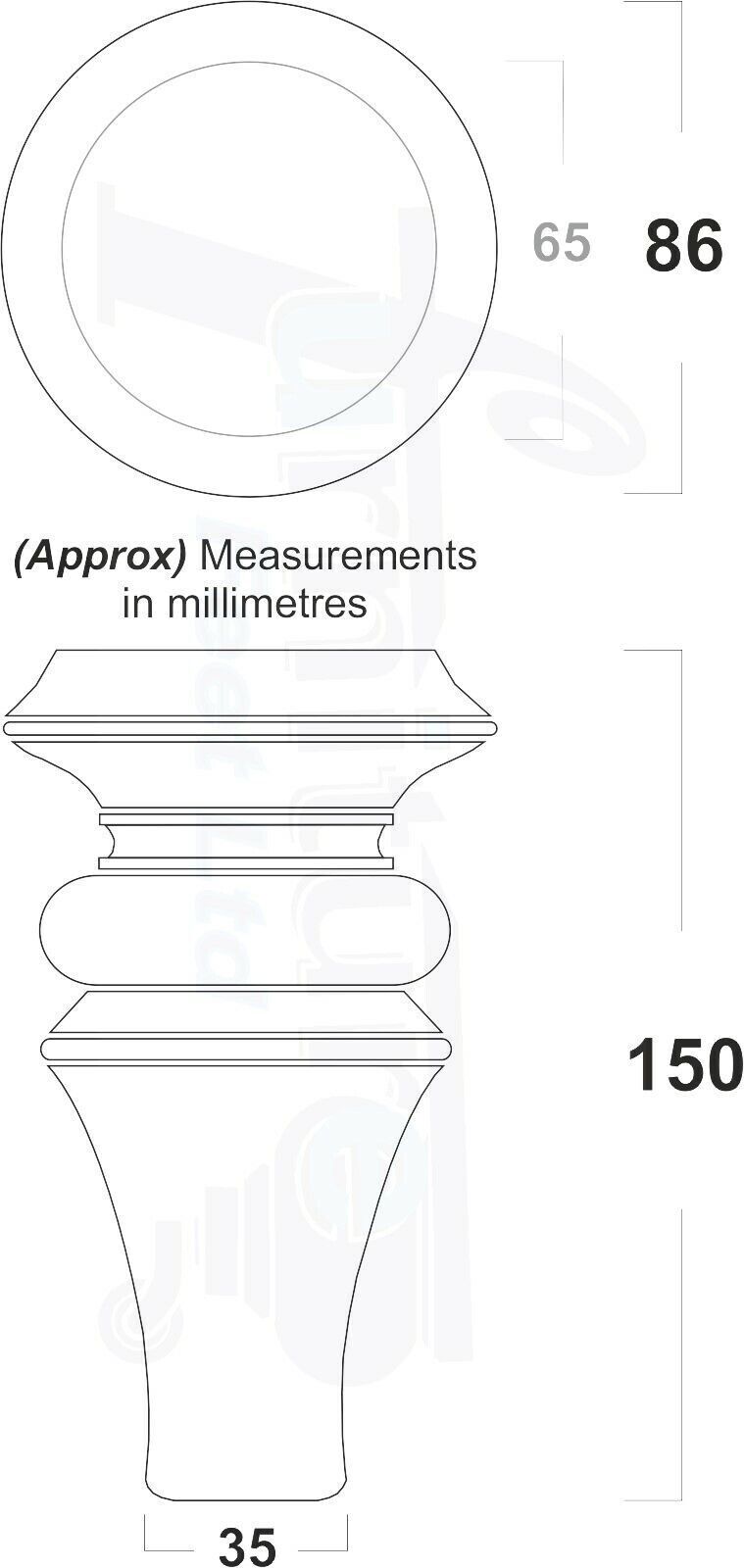 4x Turned Furniture Legs 150mm High M8(8mm) Replacement Feet