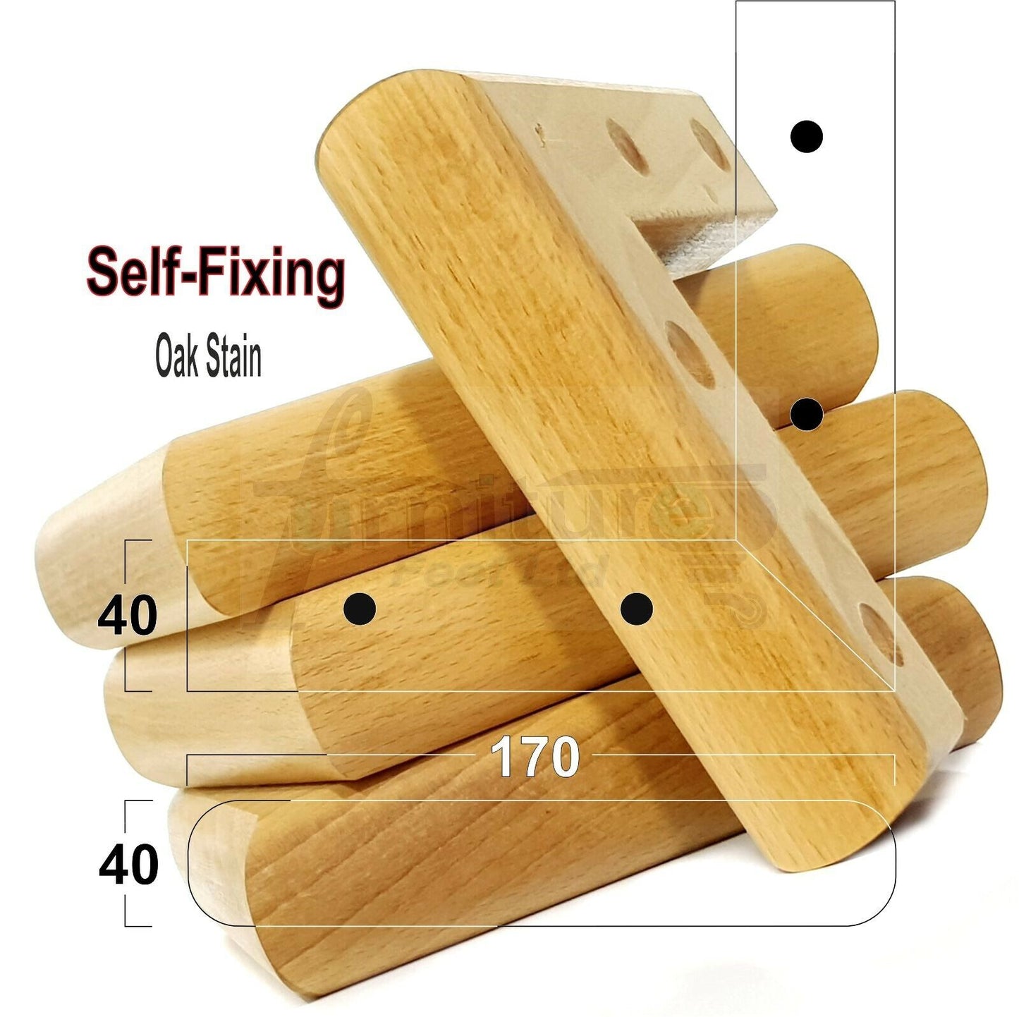 Set Of 4 Wooden Corner Furniture Feet 40mm High Replacement Sofa Chair Legs
