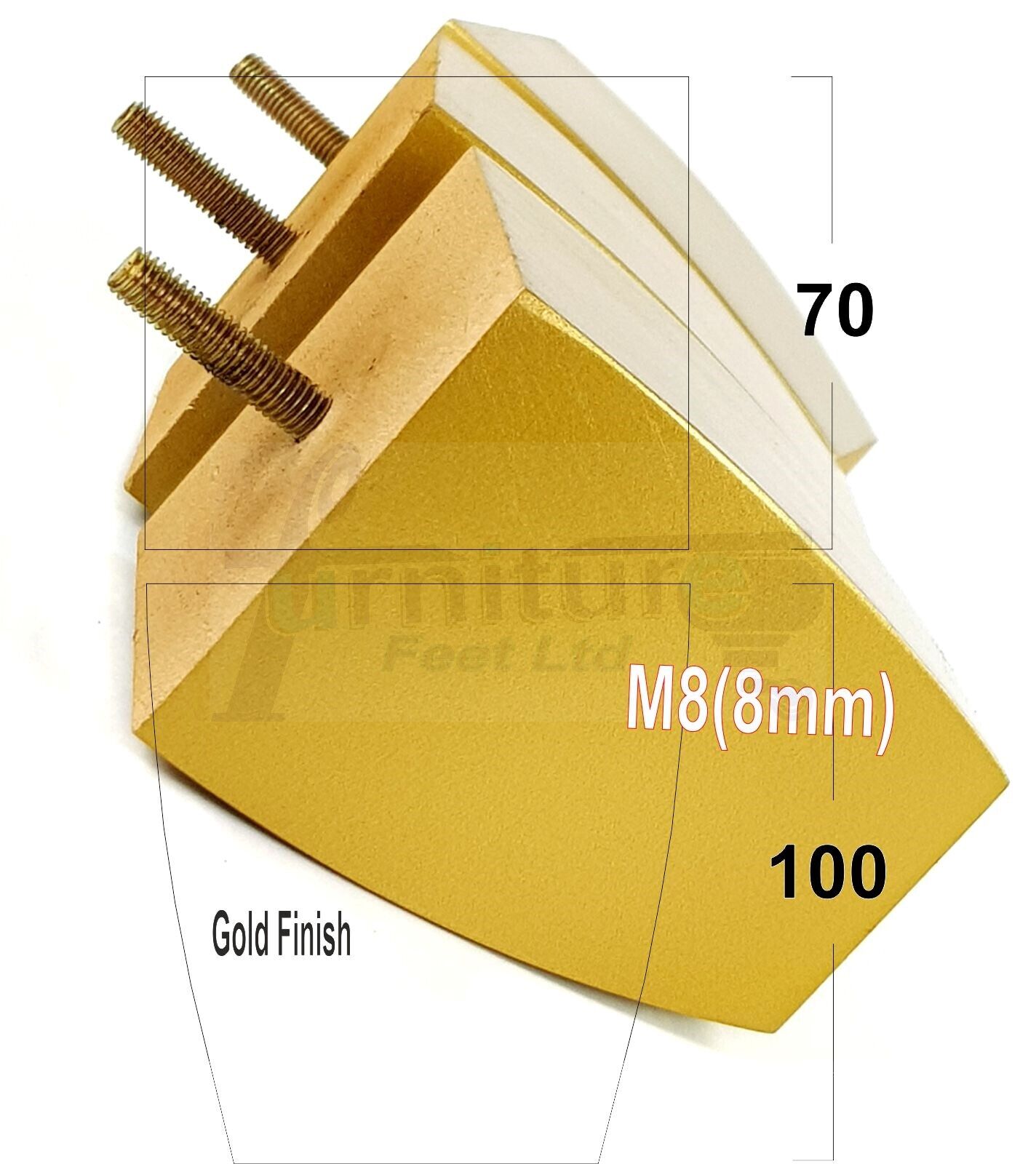 Set Of 4 Solid Wood Square Block Furniture Feet Replacement Legs 100mm High M8(8mm)