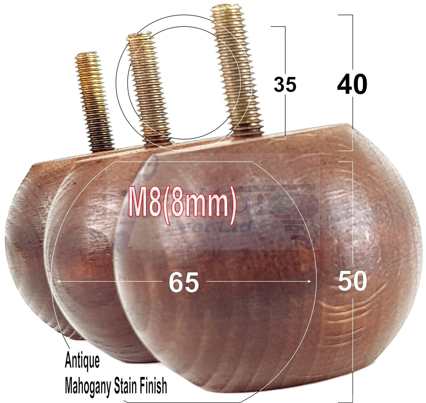 4 Solid Round Wood Turned Furniture Legs Replacement Bun Feet 2 Inches 50mm High Chairs Sofa Beds Settee M8