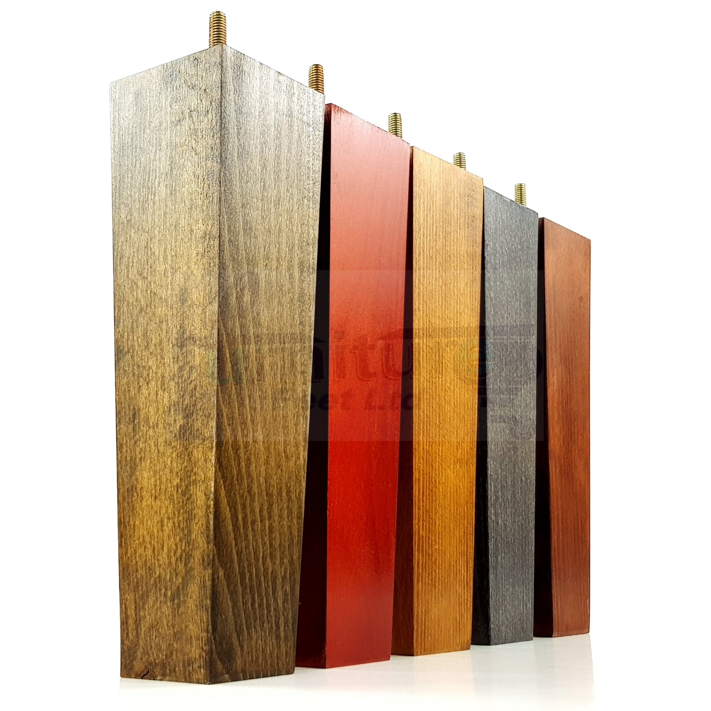 4 Solid Wood Furniture Feet Square Replacement Block Tapered Legs 220mm High M8 Sofa Chairs Stools Cabinets Beds