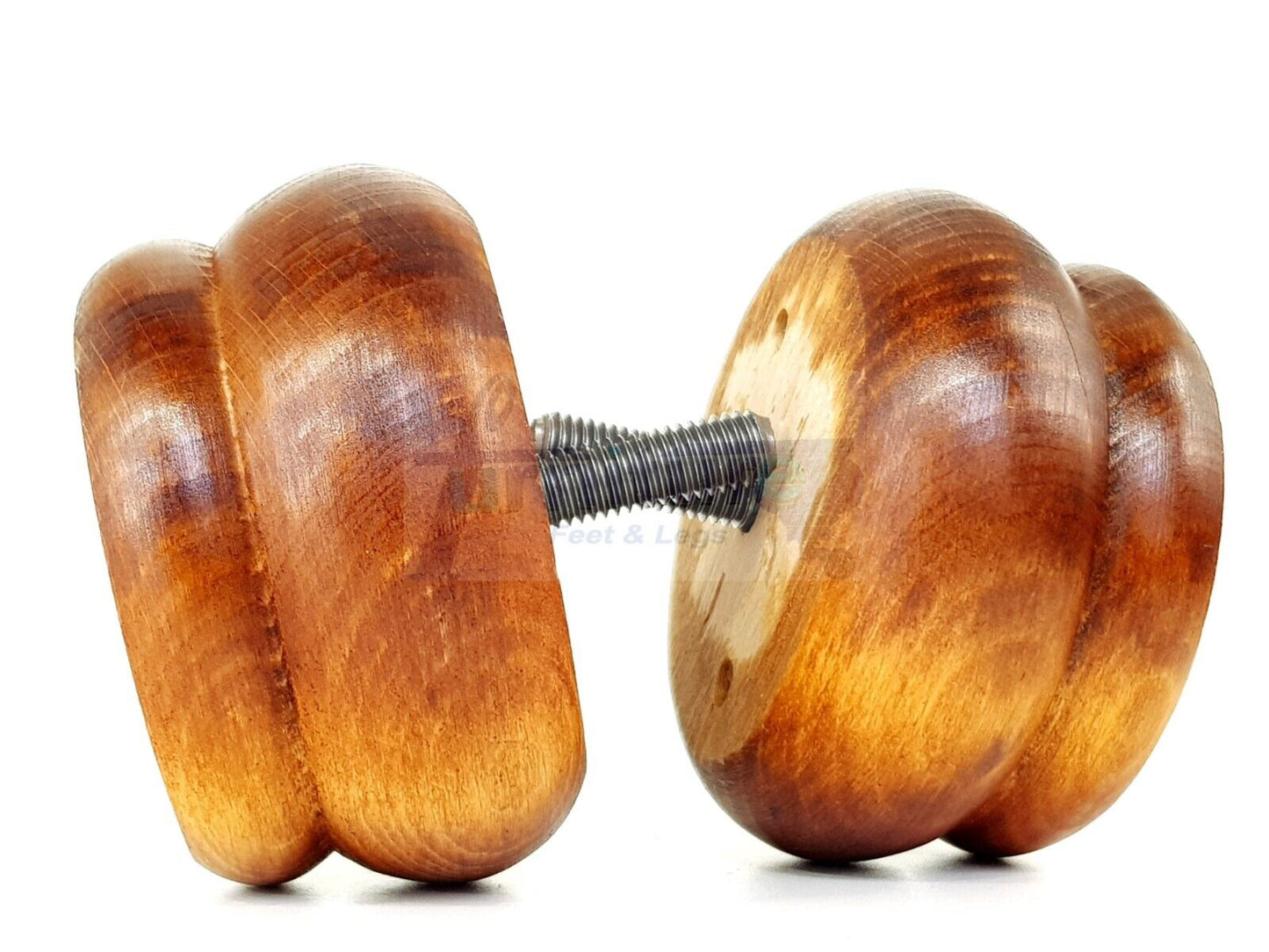 4 Turned Wood Furniture Legs Chair Sofa Bed M8 Replacement Bun Feet 50mm High