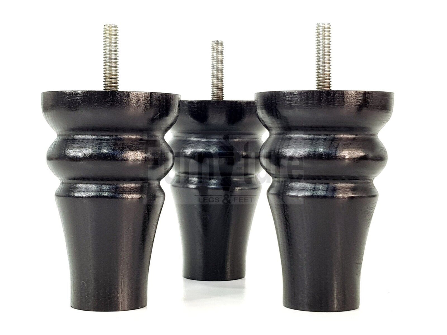 Solid Wood Turned Furniture Legs Replacement Bun Feet 100mm High For Chairs Stools Sofa Beds Settee & Cabinets M8 Set of 4 Multiple Colours