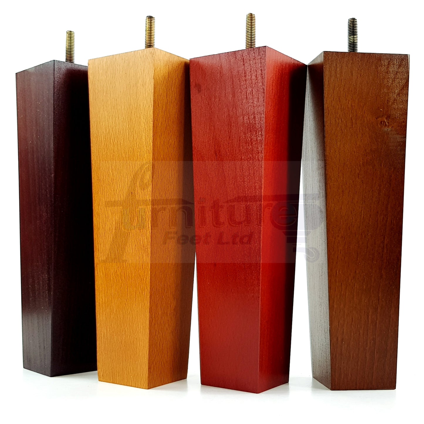 4 Solid Wood Furniture Feet Square Replacement Block Tapered Legs 220mm High M8 Sofa Chairs Stools Cabinets Beds