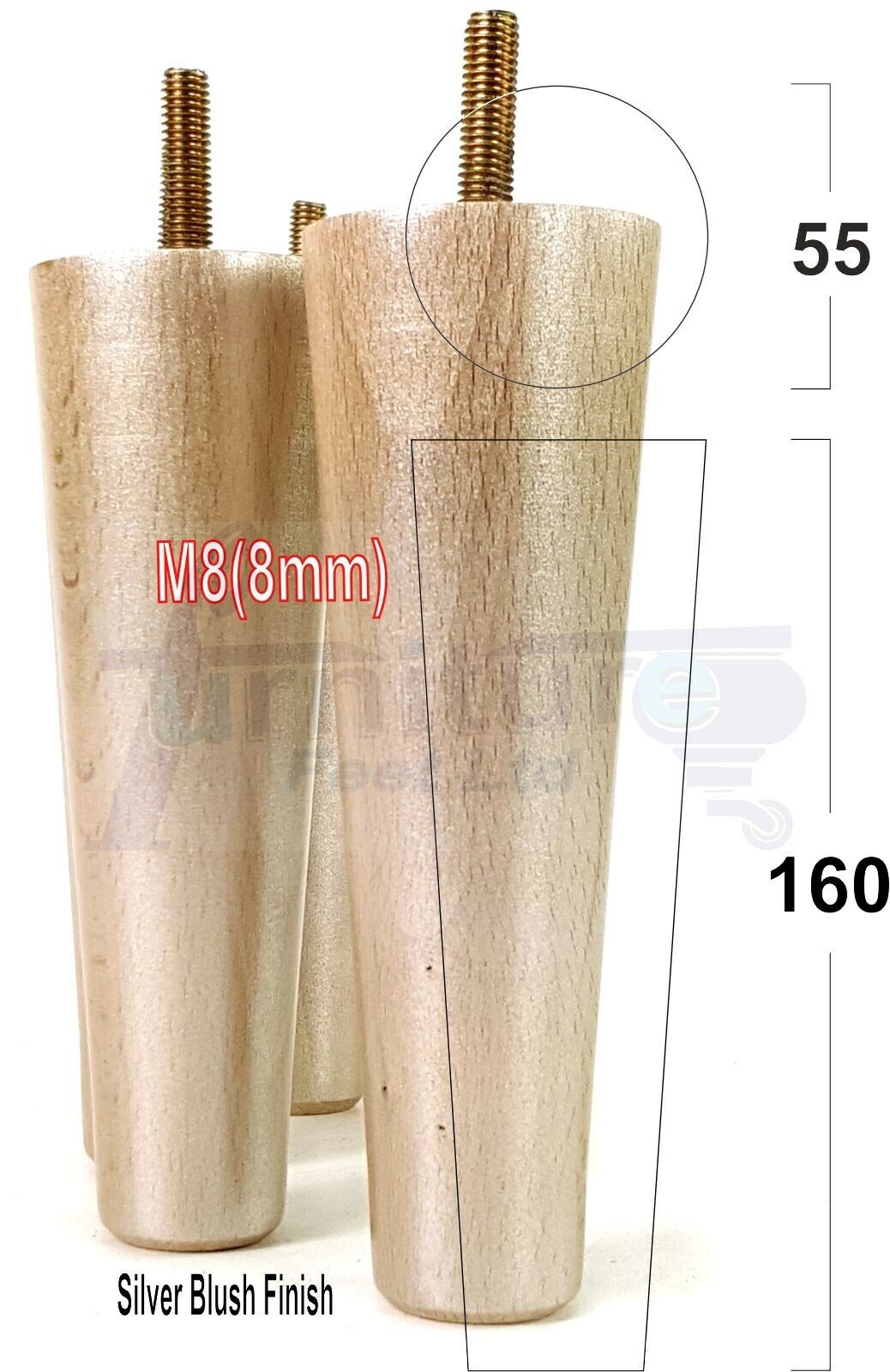 4 Solid Wood Replacement Furniture Chair Legs M8 Settee Sofa Feet 160mm High