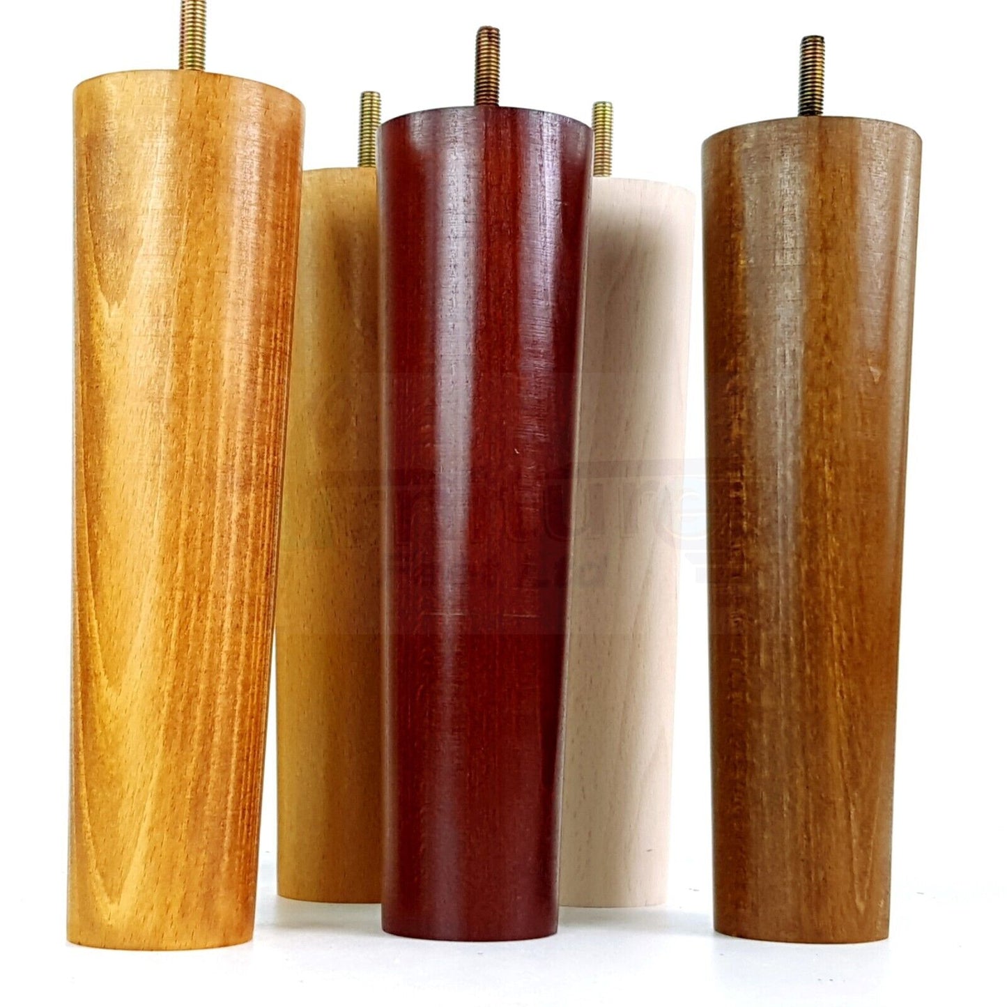 4 Solid Wood Turned Furniture Legs Replacement Bun Feet 230mm High Chairs Stools Sofa Bed Legs Settee & Cabinets M8 Multiple Colours