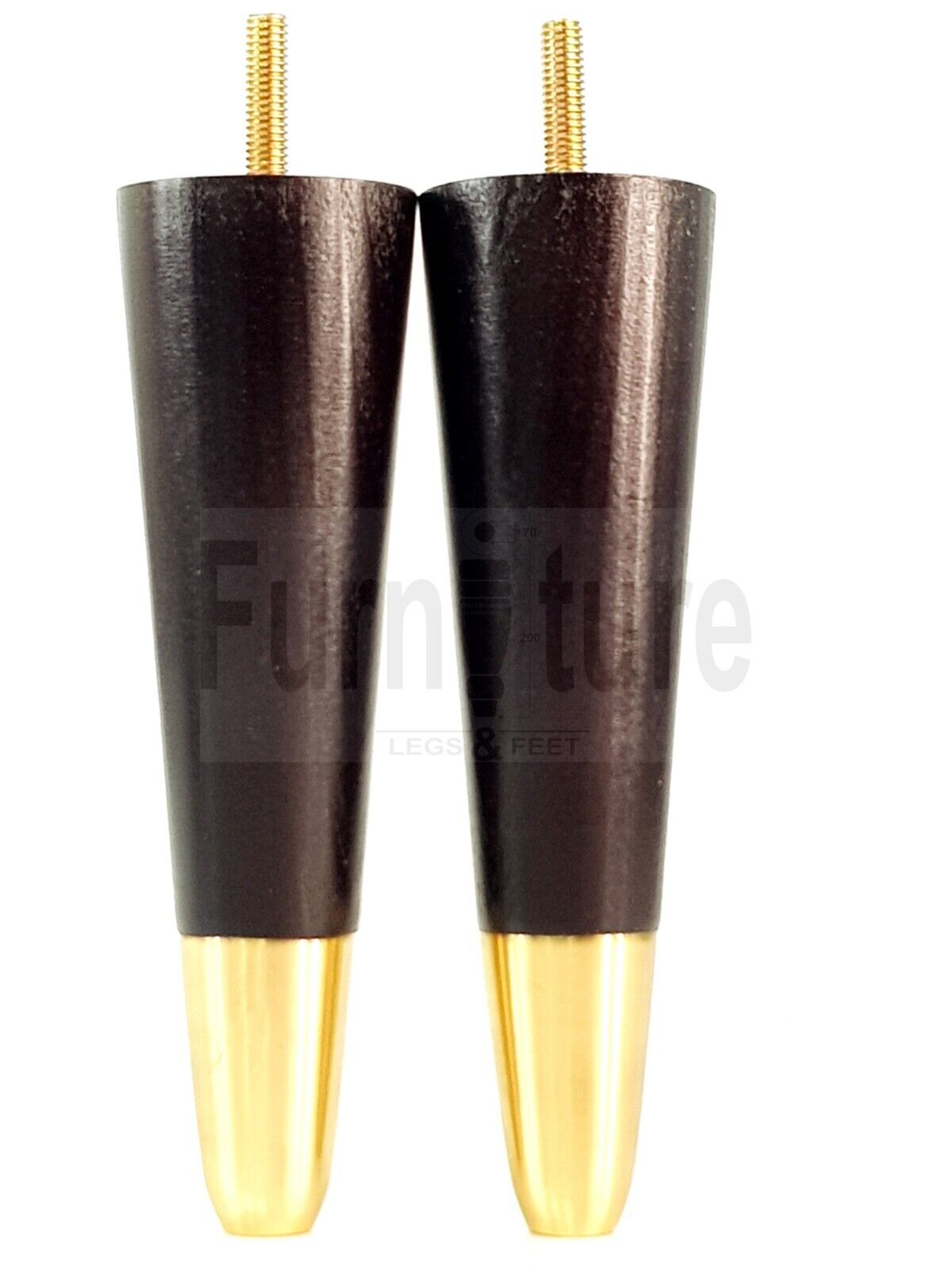4x Turned M8 Wood Furniture Chair Sofa, Settee Legs Feet Brass Slipper Cup 170mm