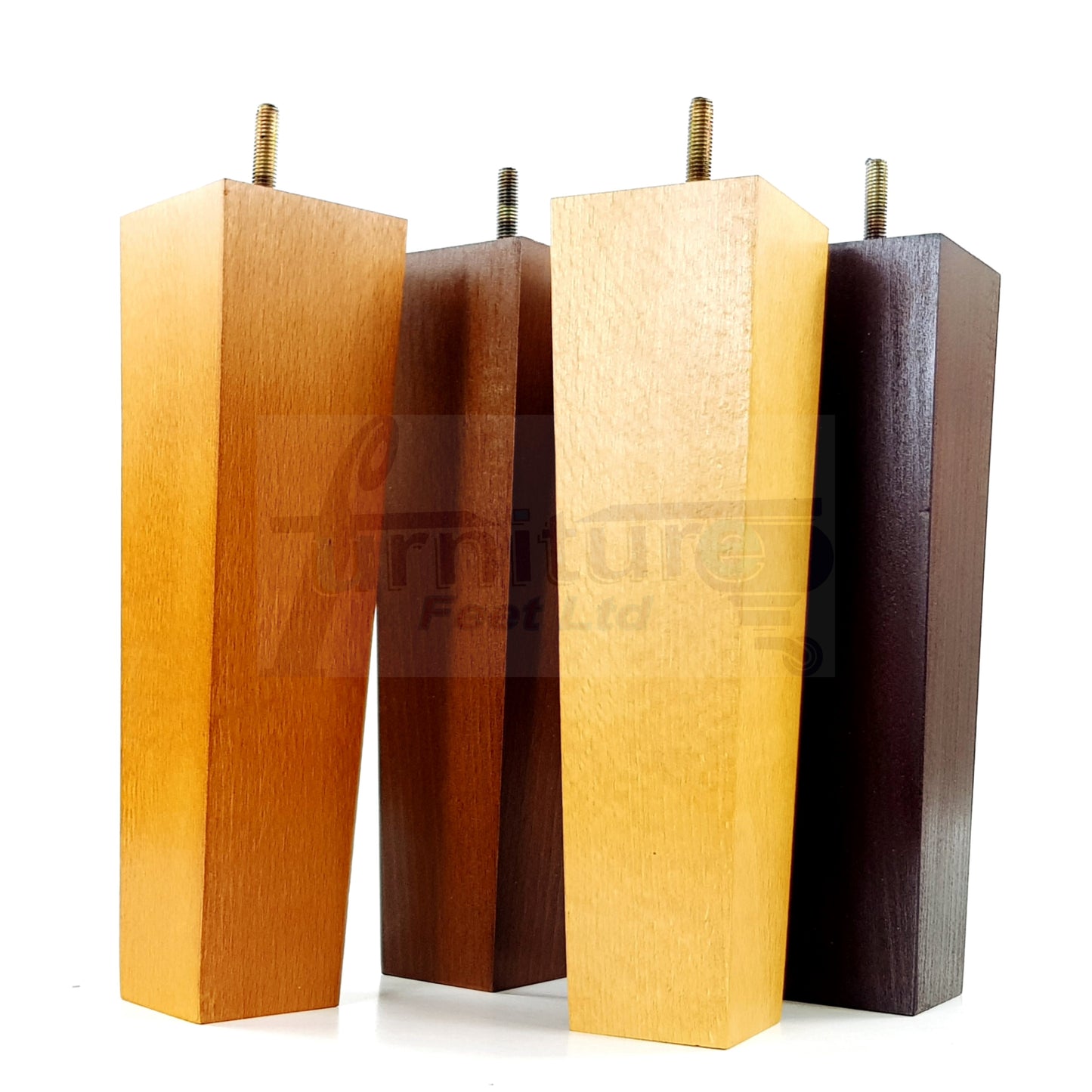 4 Solid Wood Furniture Feet Square Replacement Block Tapered Legs 220mm High M8 Sofa Chairs Stools Cabinets Beds