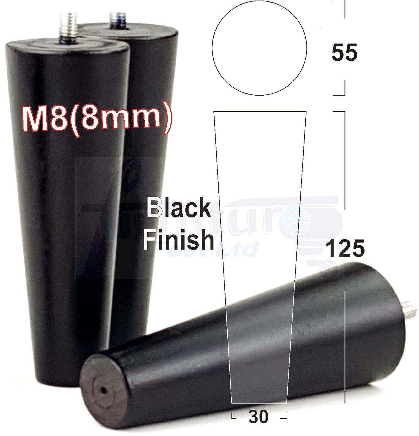 4 Solid Retro Wood Replacement Turned Furniture Chair Legs M8 Settee Sofa Feet 125mm High