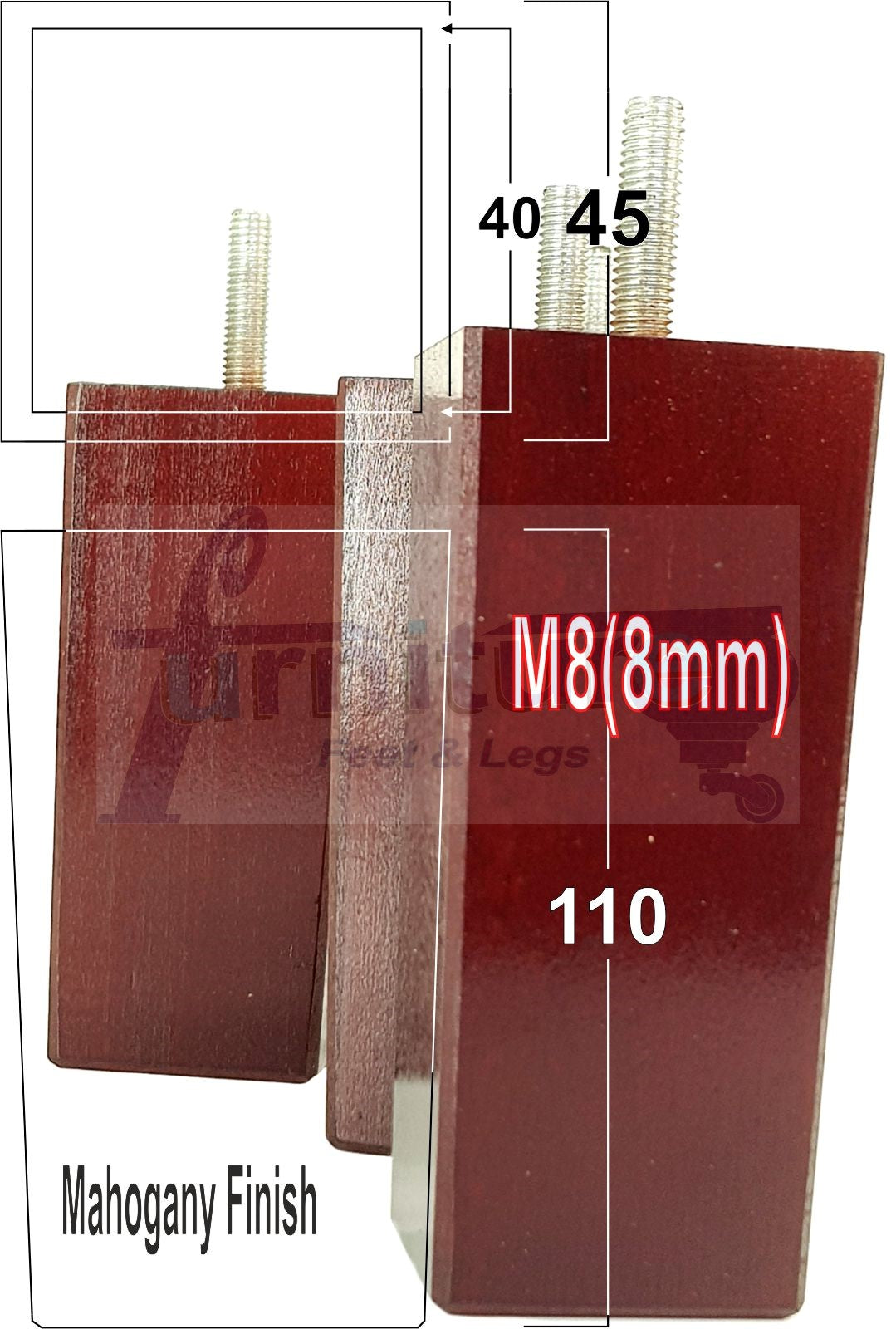 4 Wood Furniture Feet Replacement Legs 110mm High Chairs Stools Sofa Bed Settee & Cabinets M8