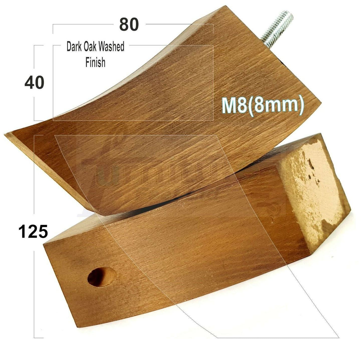 SET OF 4 WOODEN FURNITURE FEET 125mm HIGH REPLACEMENT SOFA LEGS 8mm Thread