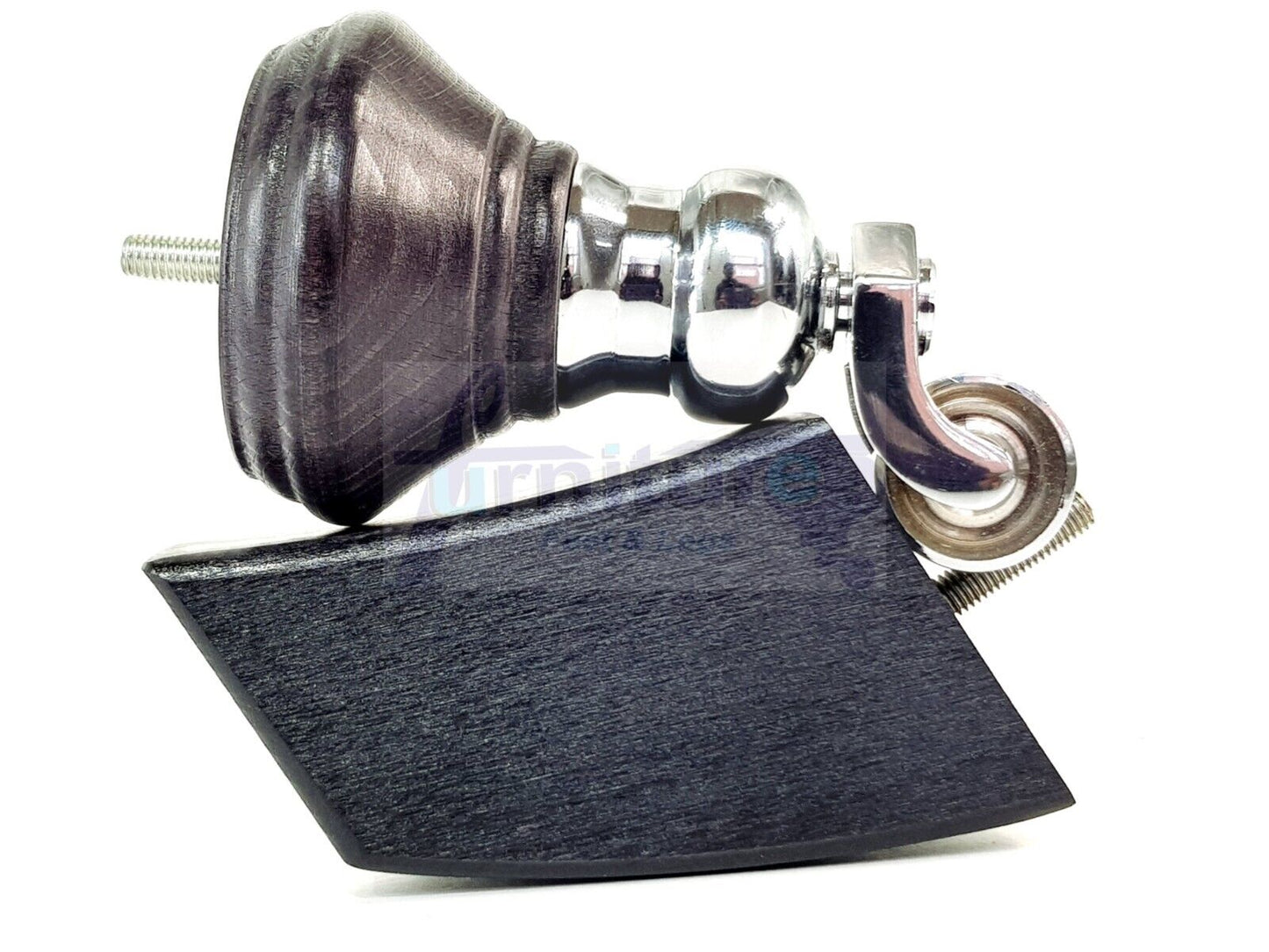 2 Black Stain Wood Furniture Sofa Feet With Castor 125mm & 2 Curved Legs Chair Settee 100mm High M8