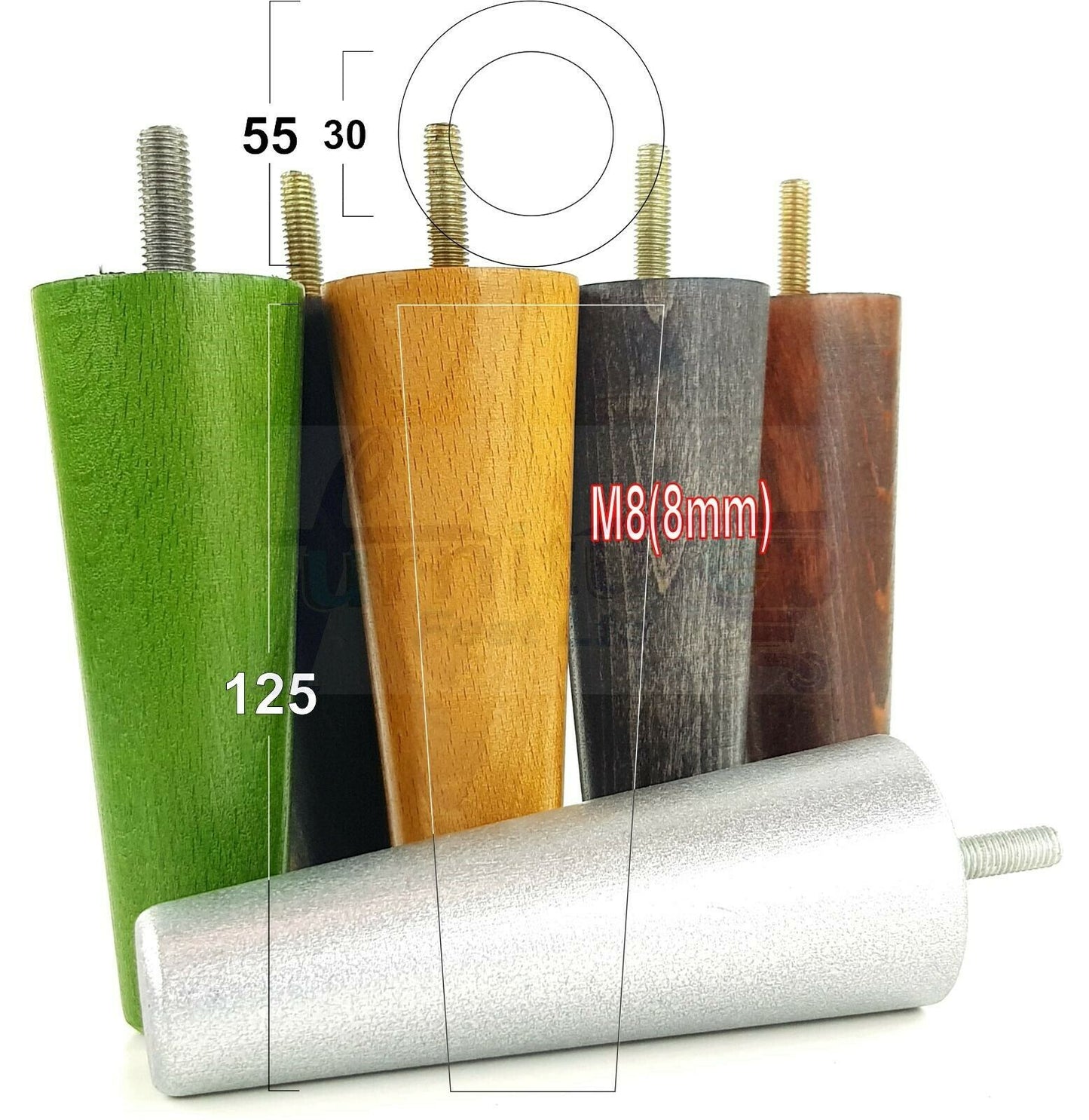 4 Solid Retro Wood Replacement Turned Furniture Chair Legs M8 Settee Sofa Feet 125mm High
