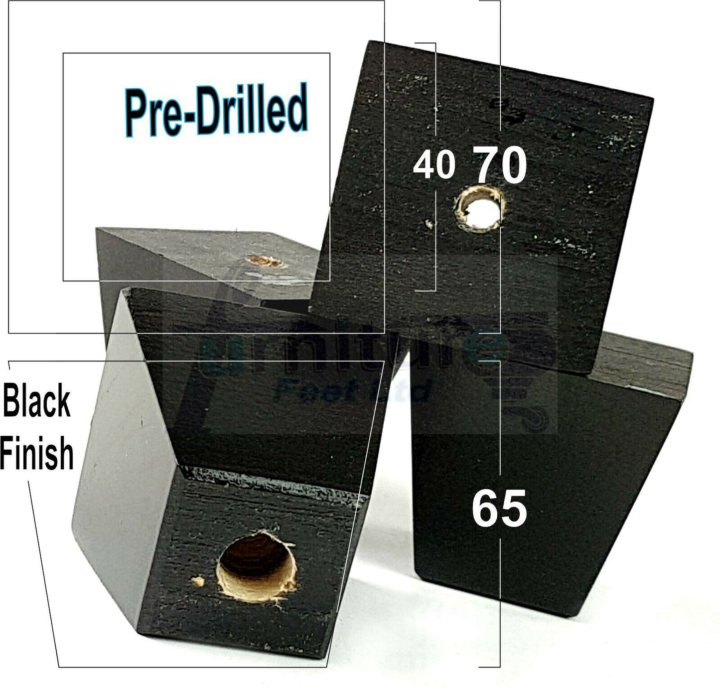 4x Solid Wood Square Block Furniture Feet Replacement Legs 100mm High