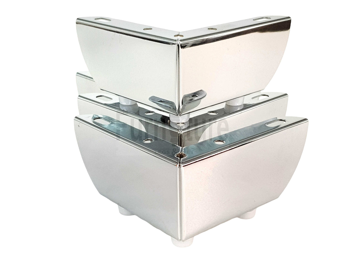 4 Chrome Furniture Legs Metal Feet 50mm High Sofa Chair Cabinets Stools Beds