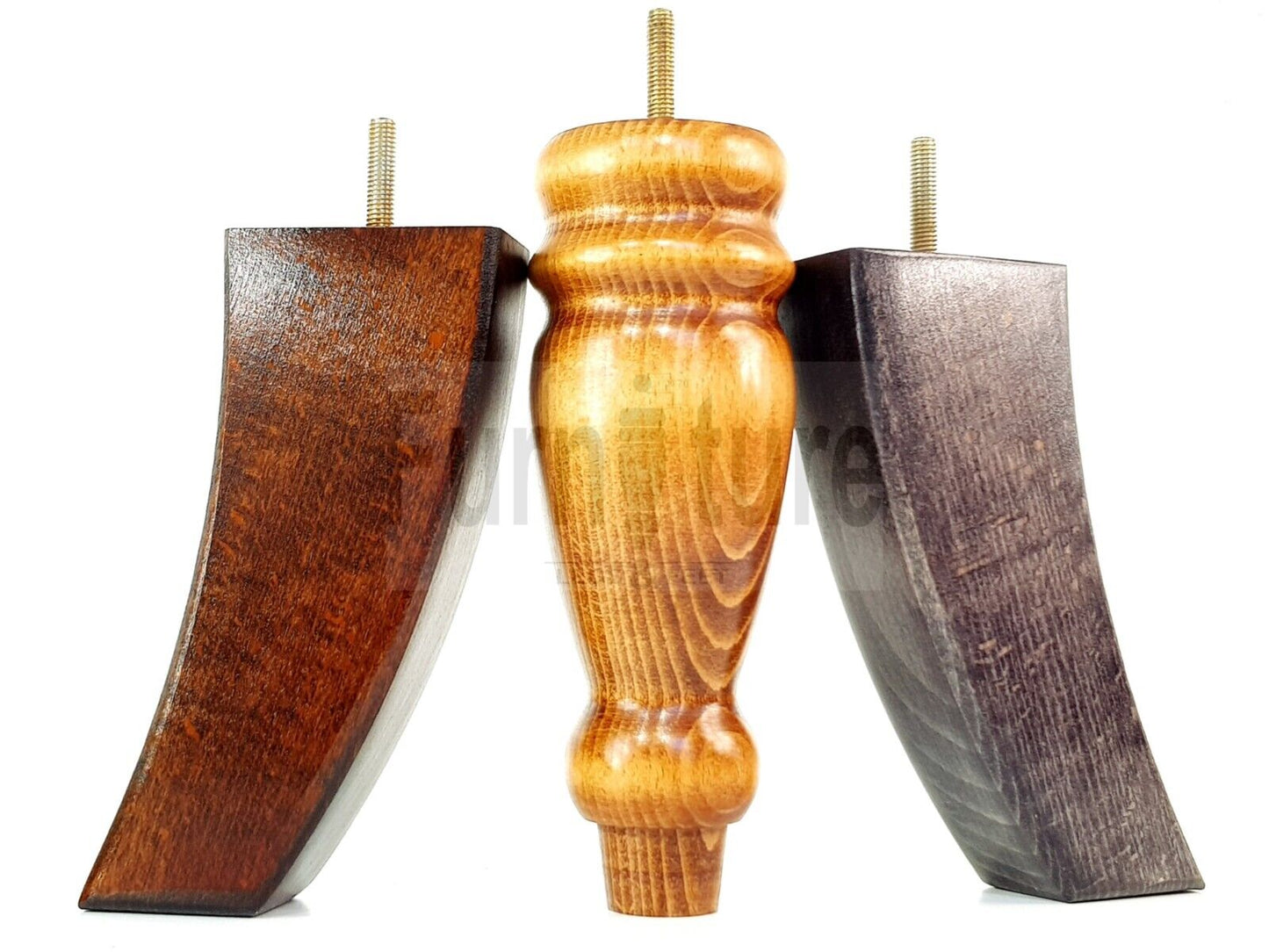 2 Turned Furniture Feet Replacement Sofa Legs 200mm & 2 Curved Back Legs 185mm for Chairs Sofa Settee Cabinets M8