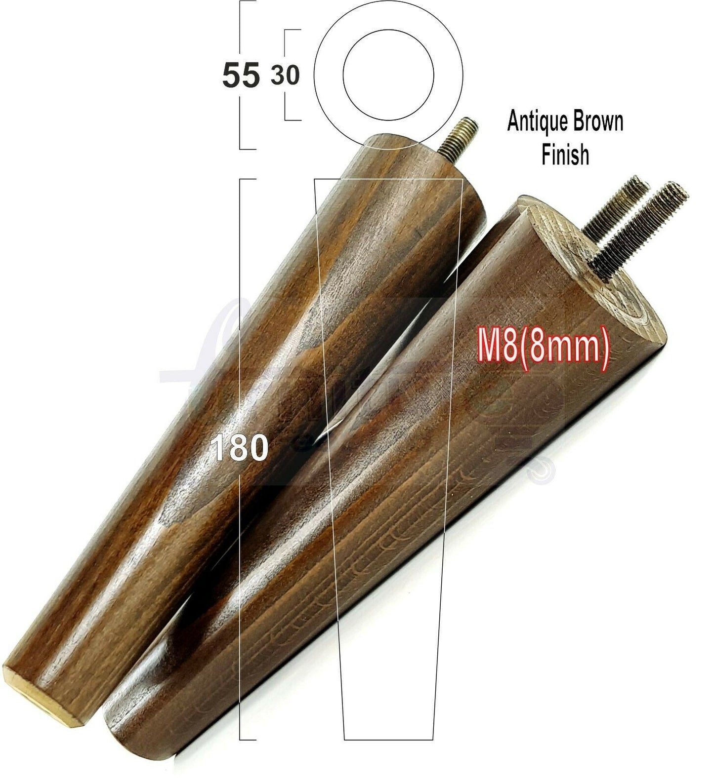 4 Retro Wood Replacement Furniture Chair Legs M8 Footstool Settee Sofa Feet 180mm High