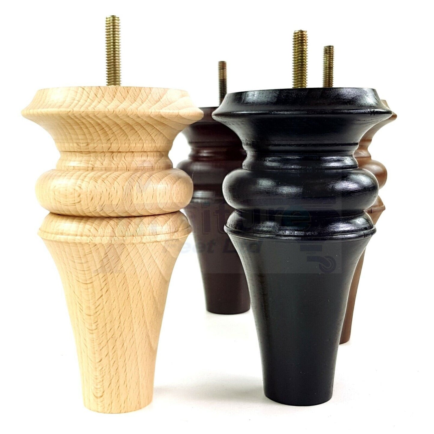4x Turned Furniture Legs 150mm High M8(8mm) Replacement Feet