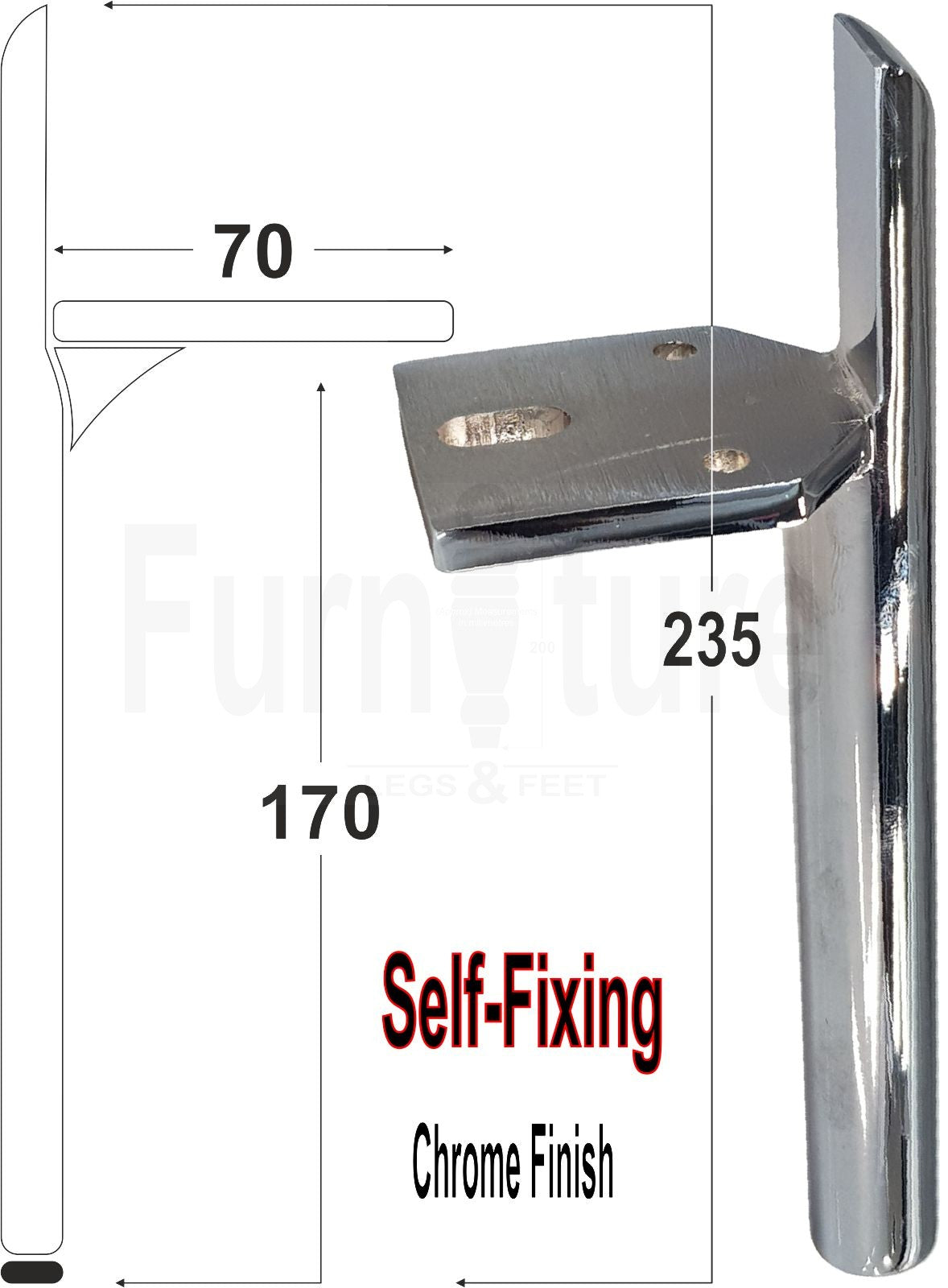 4 Chrome Furniture Settee Legs Cabinet Sofa Metal Feet 170mm High Chair Beds