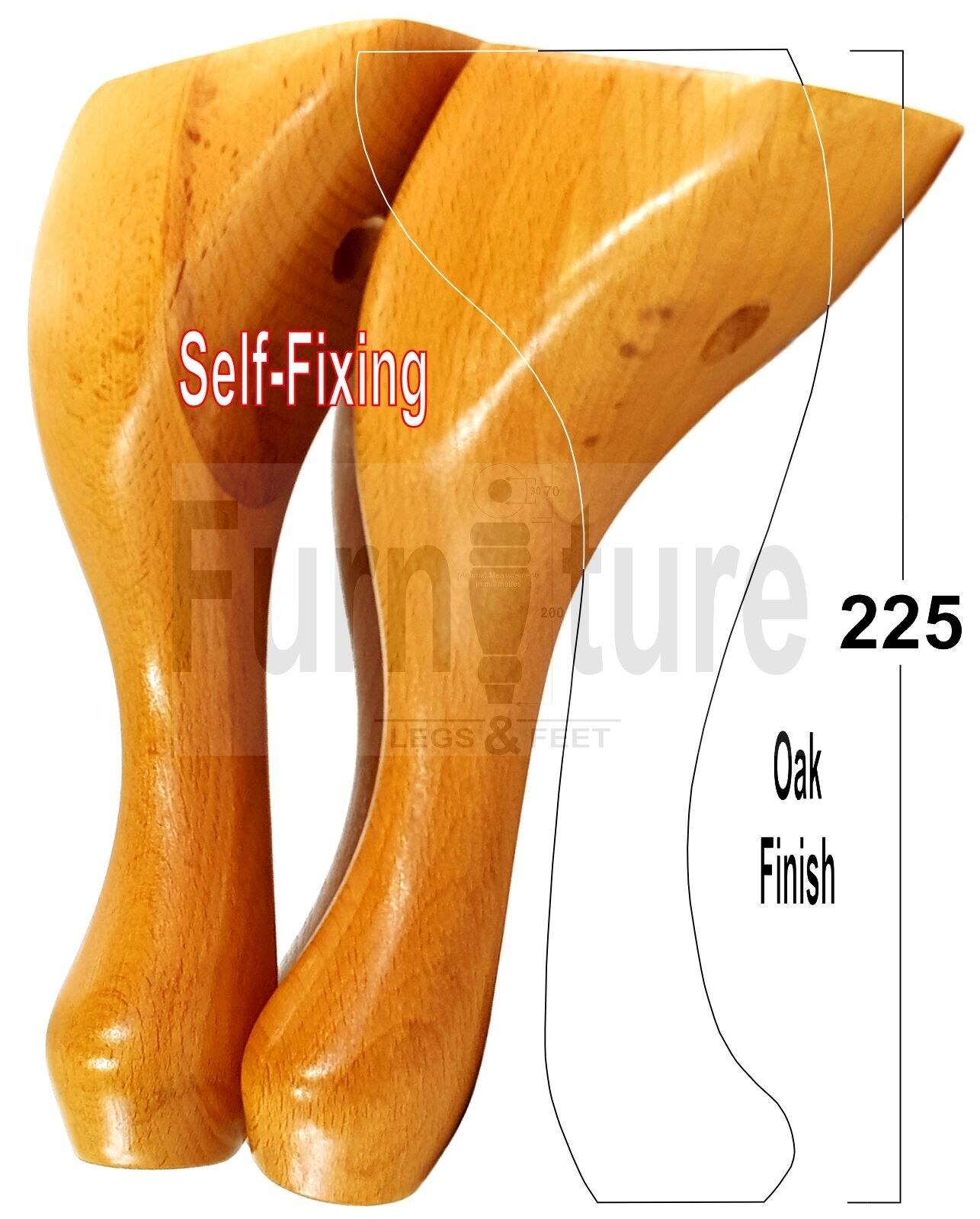 4 Wooden Traditional Queen Anne Furniture Legs 225mm Sofa Chair Beds (Self-Fix)